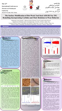 The Surface Modification Of Hot-Work Tool Steel AISI H13 By TIG Remelting Incorporating Carbides & Their Relations To Wear Behavior