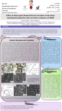 Effect of dual equal channel lateral extrusion on the shear mechanical properties and corrosion resistance of ZK60